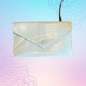 SAM EDELMAN White Embossed Clutch Wristlet
